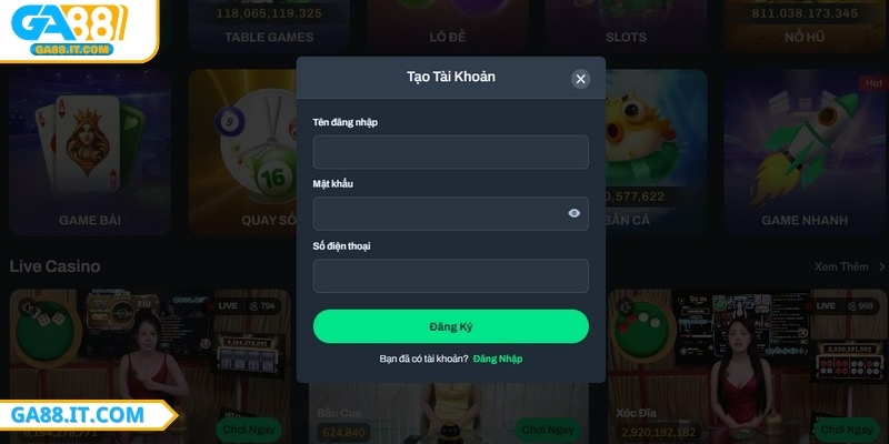Cần có tài khoản nhà cái để tham gia cá độ